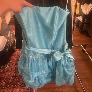 Strapless blue dress with sliver and blue glitter